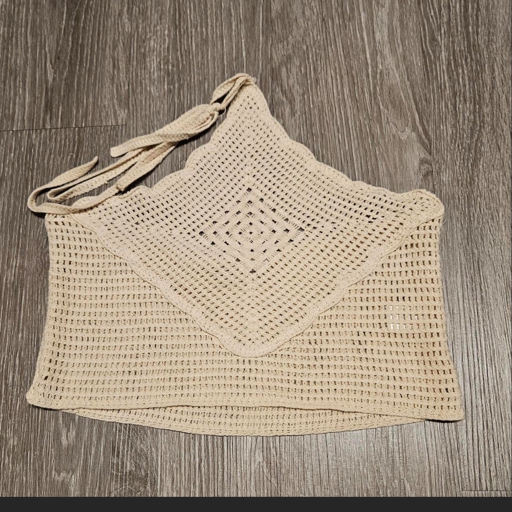 Beige Crochet Shoulder Bag